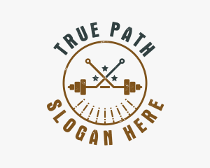 Hipster Workout Barbell logo design