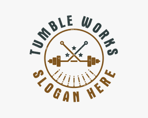 Hipster Workout Barbell logo design