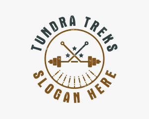 Hipster Workout Barbell logo design