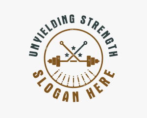 Hipster Workout Barbell logo design