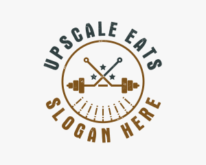 Hipster Workout Barbell logo design