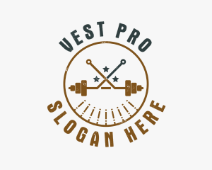 Hipster Workout Barbell logo design