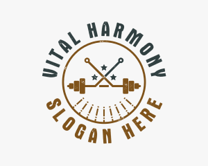 Hipster Workout Barbell logo design