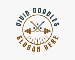 Hipster Workout Barbell logo design