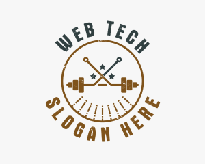 Hipster Workout Barbell logo design