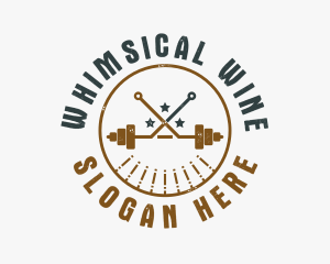 Hipster Workout Barbell logo design