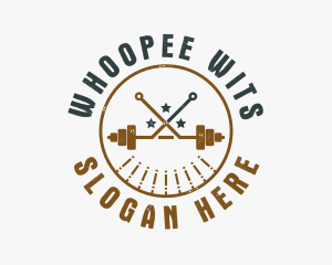 Hipster Workout Barbell logo design