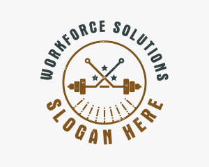 Hipster Workout Barbell logo design