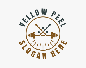 Hipster Workout Barbell logo design