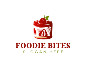 Strawberry Shortcake Cake Dessert logo design