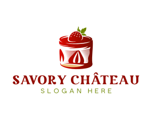 Strawberry Shortcake Cake Dessert logo design