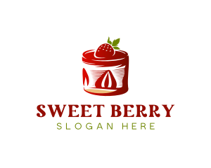 Strawberry Shortcake Cake Dessert logo design