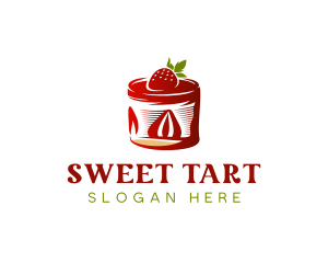 Strawberry Shortcake Cake Dessert logo design