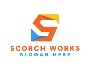 Colorful Origami Letter S  logo design