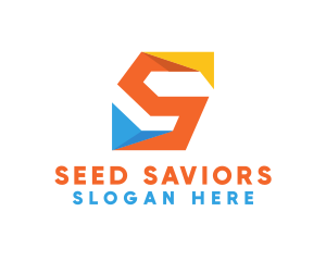 Colorful Origami Letter S  logo design