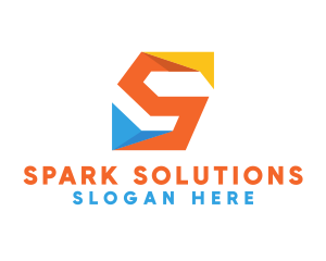 Colorful Origami Letter S  logo design