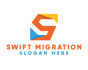 Colorful Origami Letter S  logo design