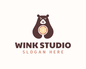 Pizza Bear Wink logo design