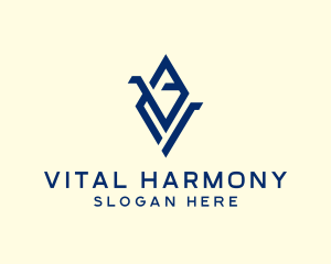 Blue Diamond Letter V logo design