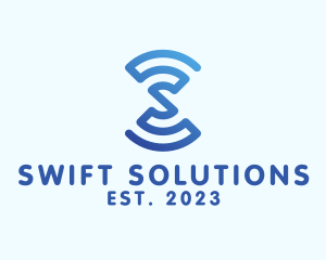 Wifi Signal Letter S logo design