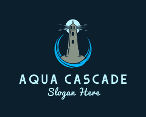 Aqua Wave Lighthouse logo design