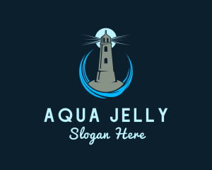 Aqua Wave Lighthouse logo design