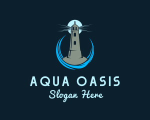 Aqua Wave Lighthouse logo design