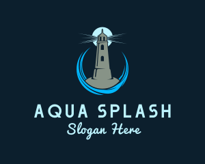 Aqua Wave Lighthouse logo design