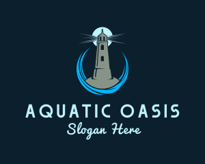 Aqua Wave Lighthouse logo design