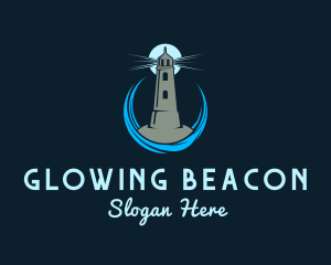 Aqua Wave Lighthouse logo design