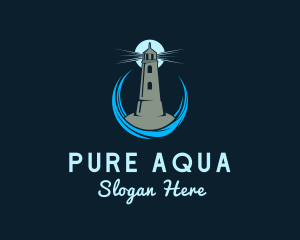 Aqua Wave Lighthouse logo design