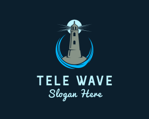 Aqua Wave Lighthouse logo design