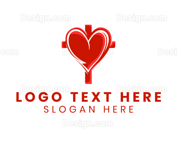 Religious Cross Heart Logo