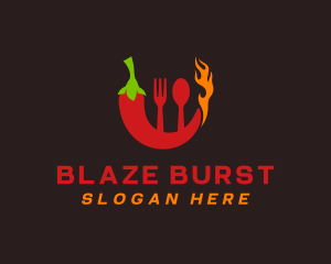 Chili Flame Utensils logo design