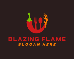 Chili Flame Utensils logo design