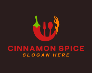 Chili Flame Utensils logo design