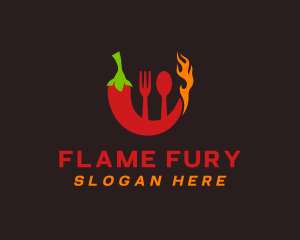 Chili Flame Utensils logo design