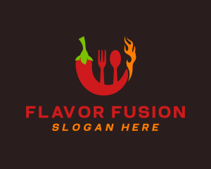 Chili Flame Utensils logo design