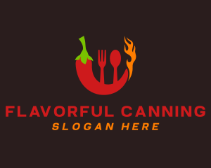 Chili Flame Utensils logo design