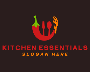 Chili Flame Utensils logo design