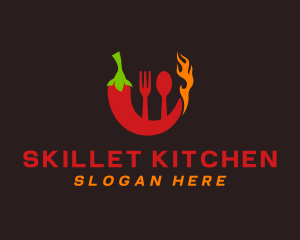 Chili Flame Utensils logo design