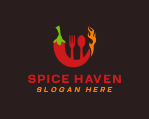 Chili Flame Utensils logo design