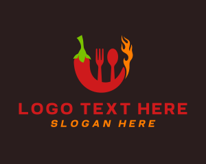 Food - Chili Flame Utensils logo design