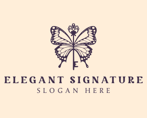 Elegant Butterfly Key logo design