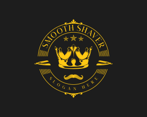 Barber Crown Mustache logo design