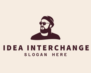 Hipster Male Beard logo design