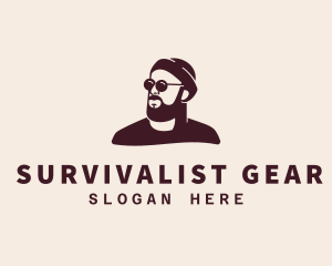 Hipster Male Beard logo design