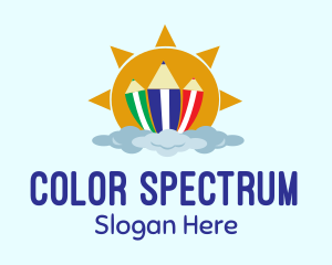 Color Pencil Sun  logo design