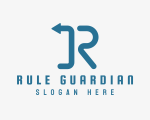 Route Arrow Letter R  logo design