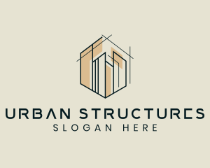 Hexagon Building Architecture Design logo design